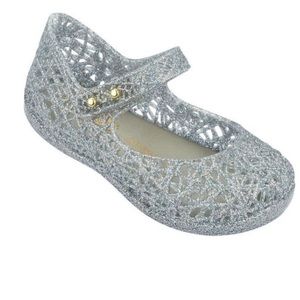 Mini Melissa Mini Campana Zig Zag Mary Jane Silver